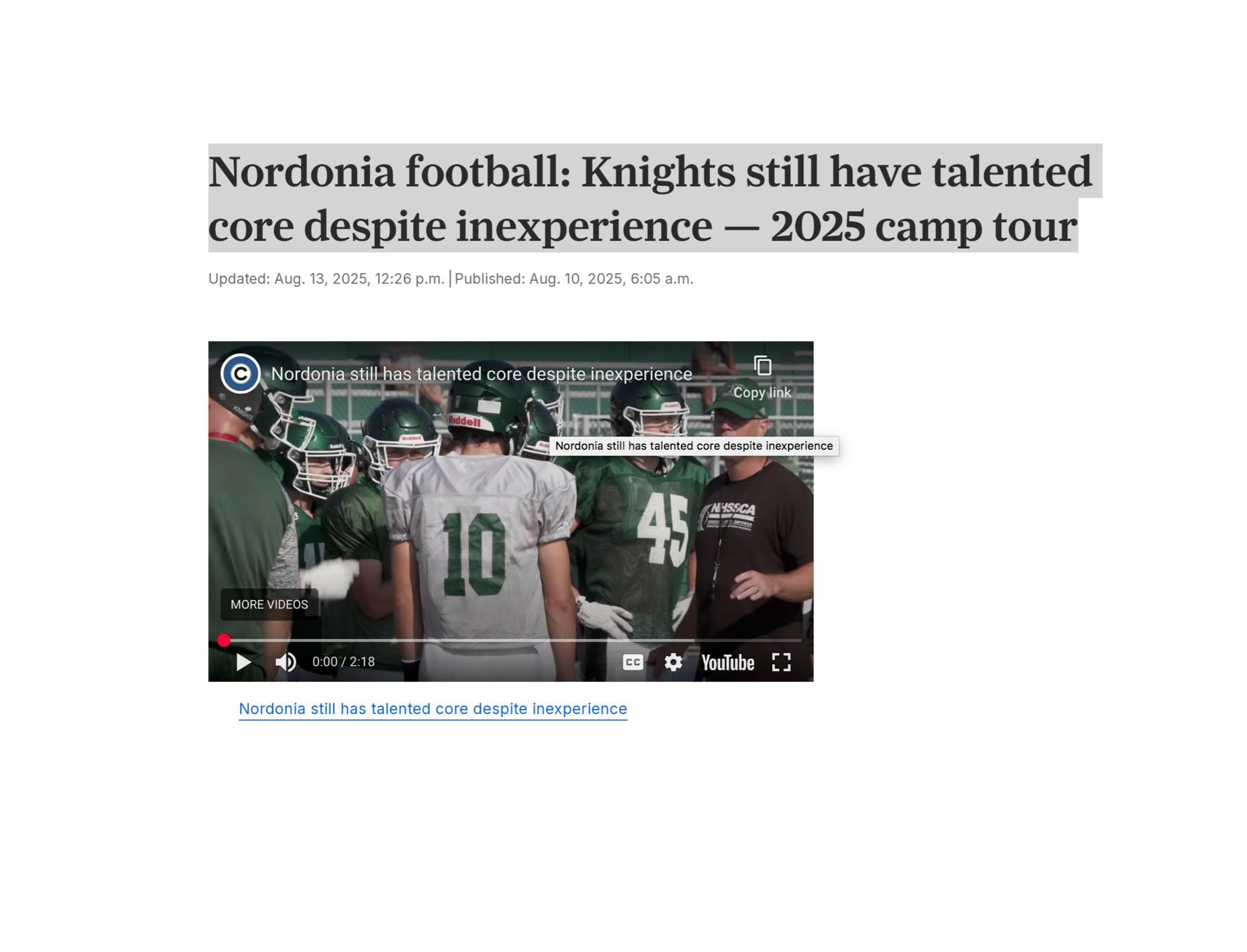 2025 Cleveland Com Football Camp Article Photo